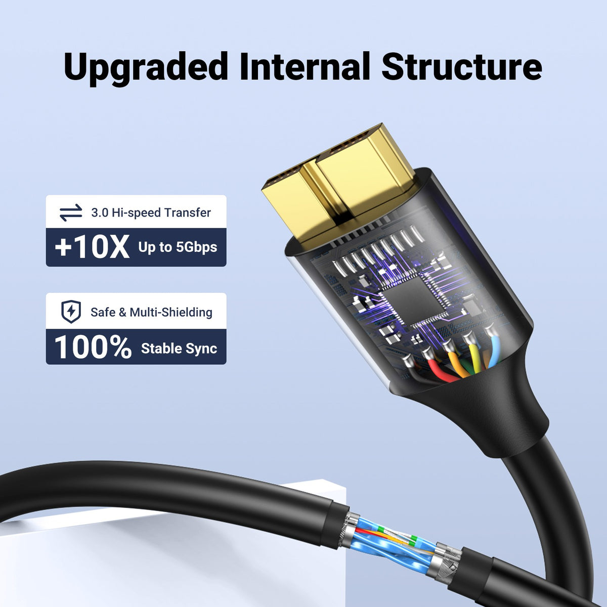 UGREEN USB 3.0 A Male to Micro USB 3.0 Male Cable (0.5m, Black) - View 6 - Office R Us