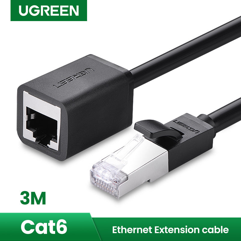 UGREEN Cat 6 F/UTP Ethernet RJ45 Extension Male/Female Patch Cords (3m, Black) - Office R Us Lagos