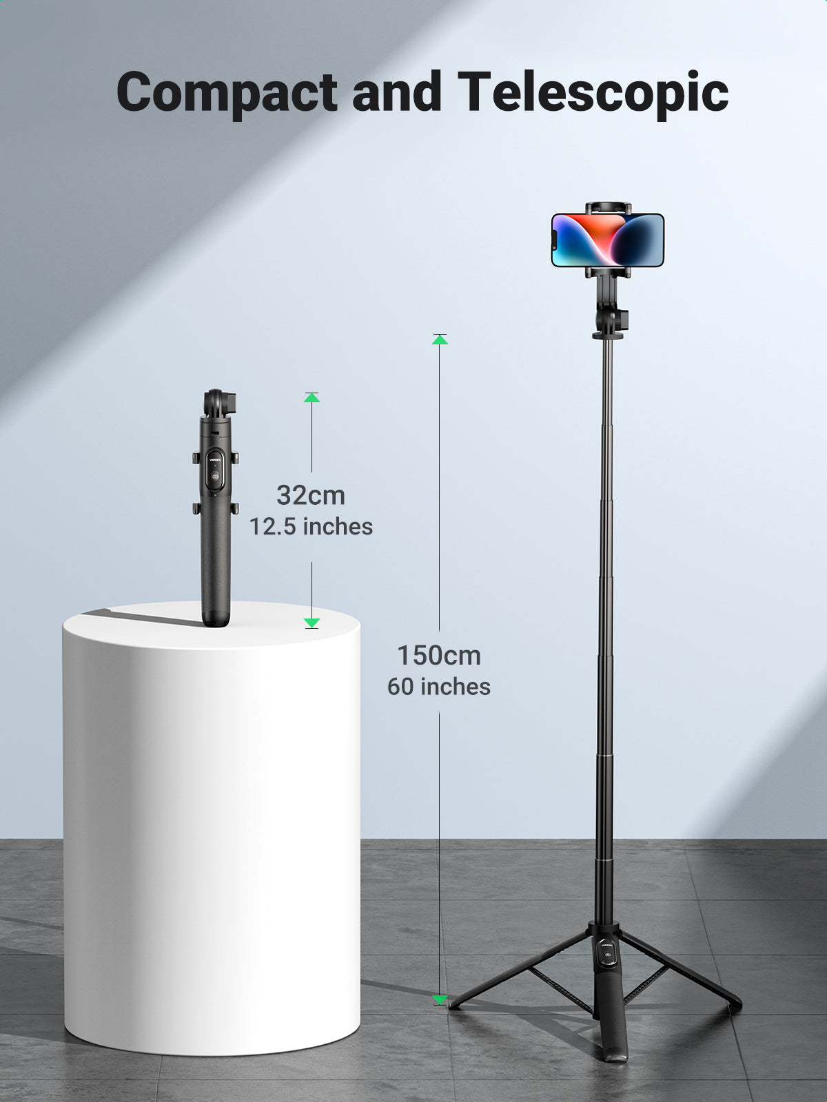 UGREEN Selfie Stick Tripod with Bluetooth Remote (15062) - View 5 - Office R Us