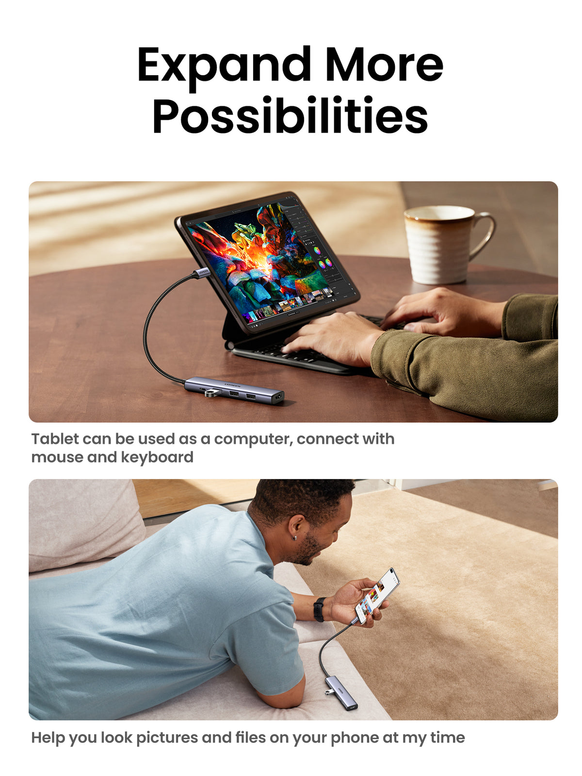 UGREEN USB-C Multifunction Adapter (Gray, 15495) - View 4 - Office R Us