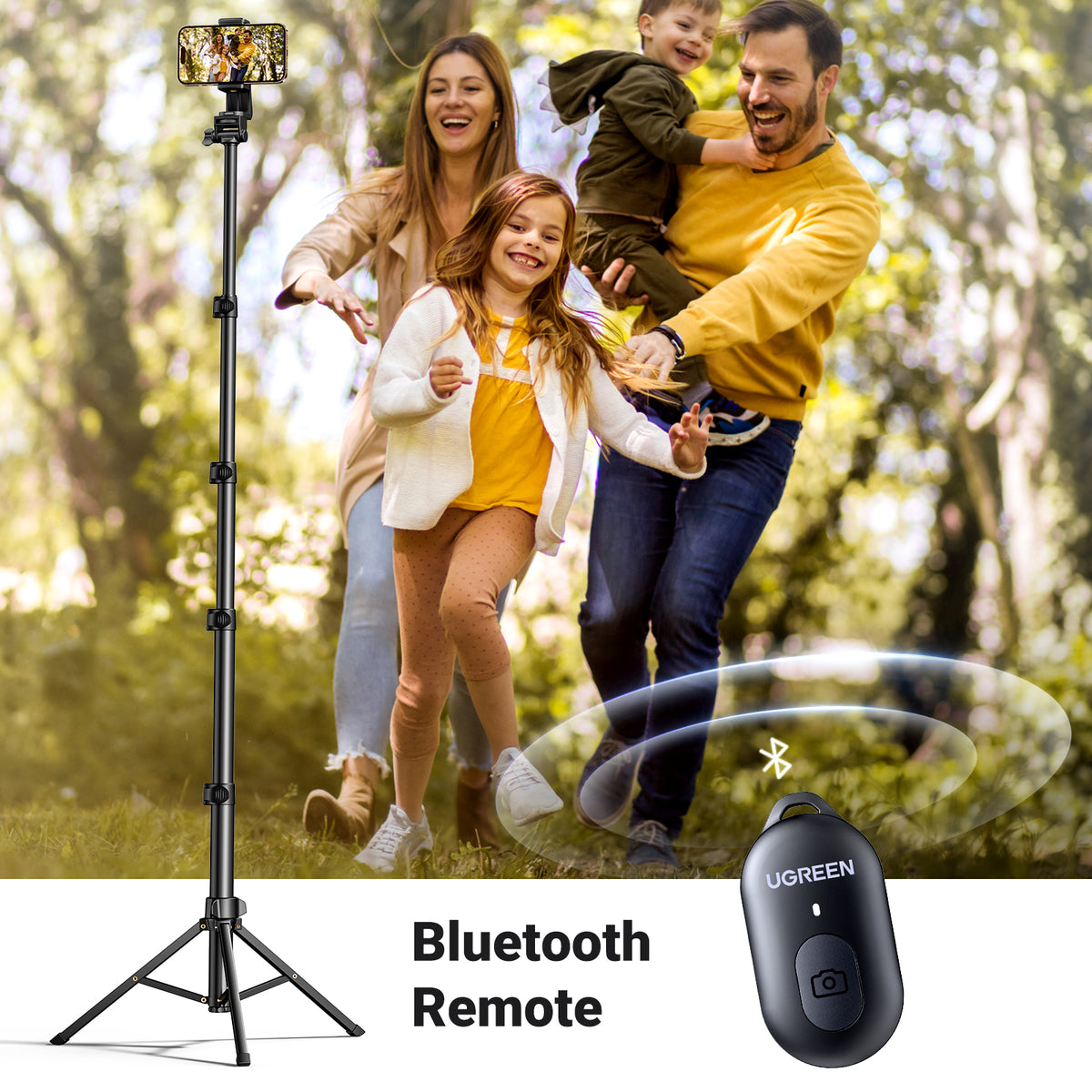 UGREEN Selfie Stick Tripod with Bluetooth Remote (15609) - View 3 - Office R Us
