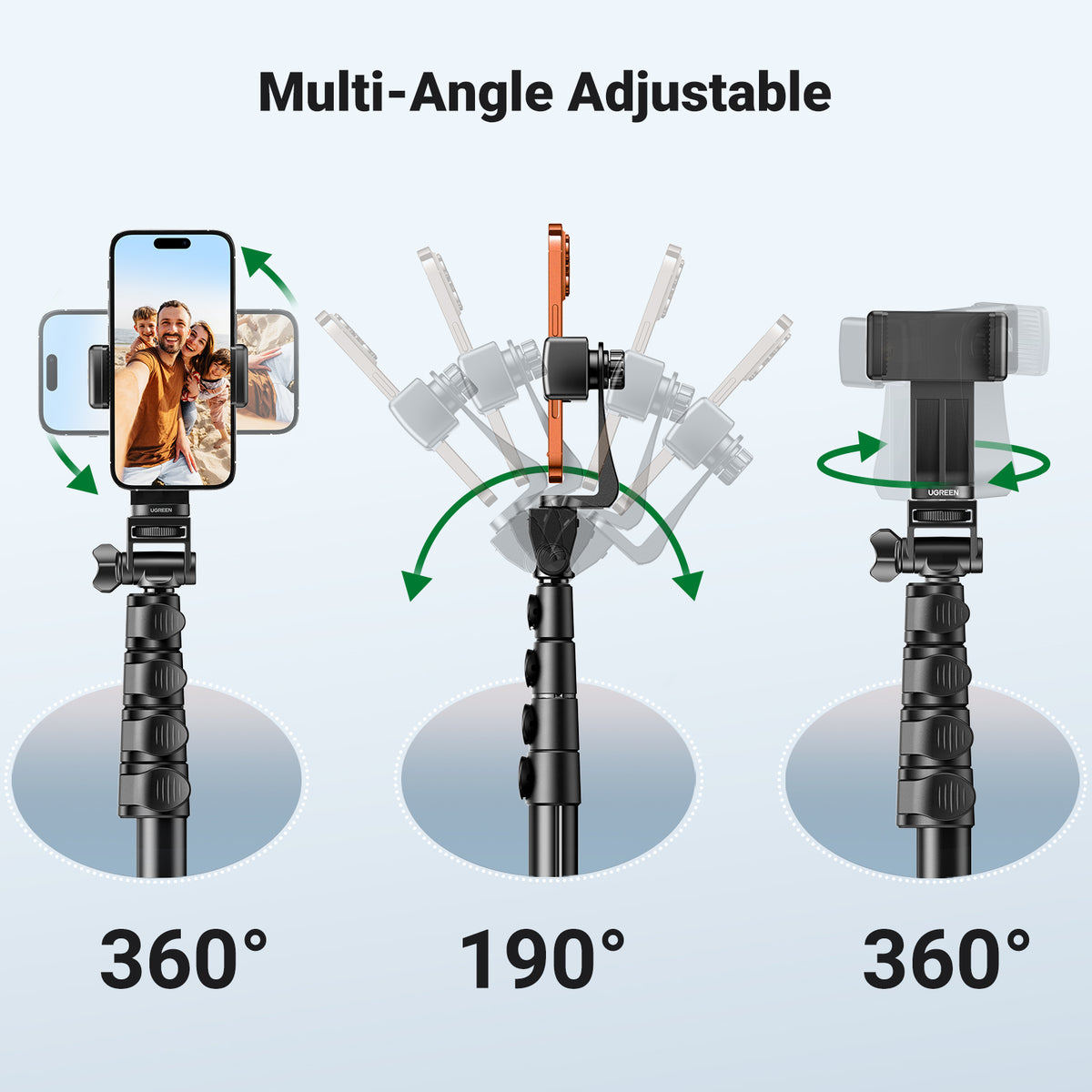 UGREEN Selfie Stick Tripod with Bluetooth Remote (15609) - View 6 - Office R Us