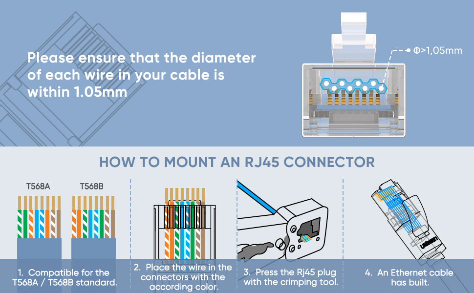 UGREEN Cat 6 Shielded Crystal Head RJ45 Network Connector 10 Pack - View 4 - Office R Us