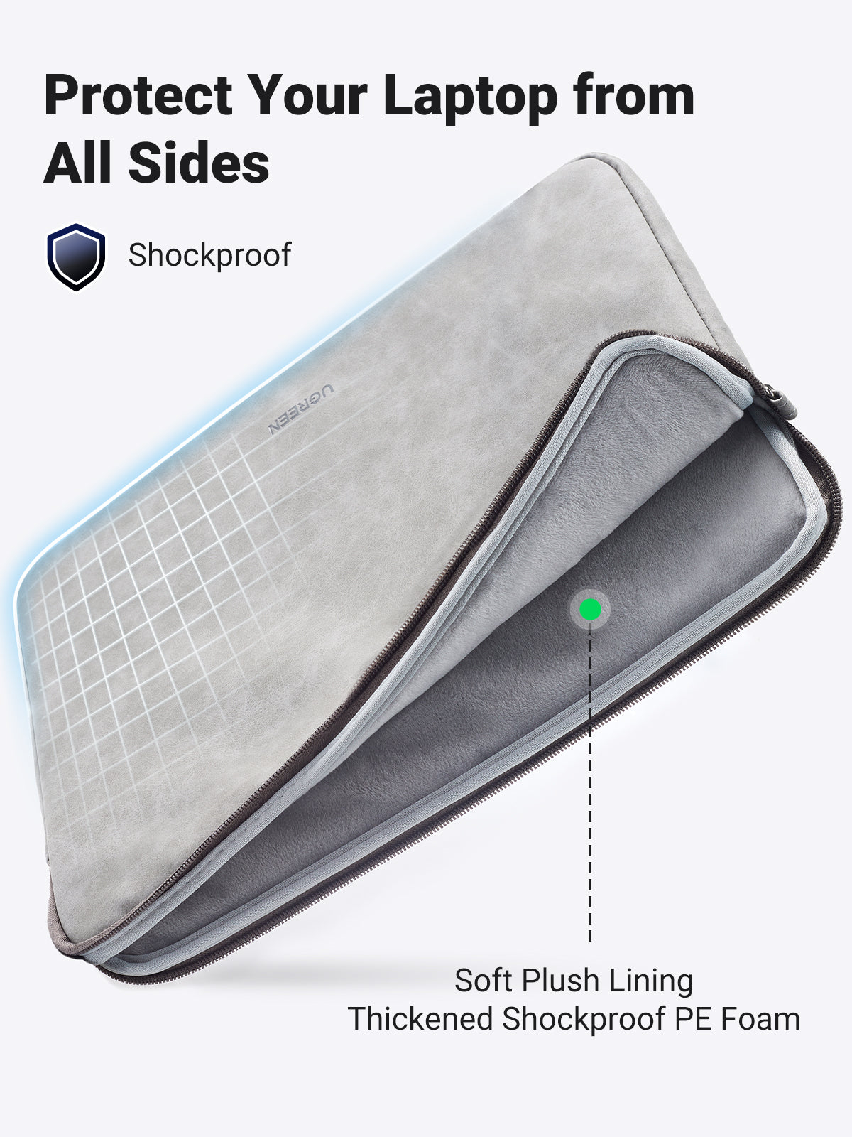 UGREEN Laptop Sleeve 14"-14.9" (Gray) - View 4 - Office R Us