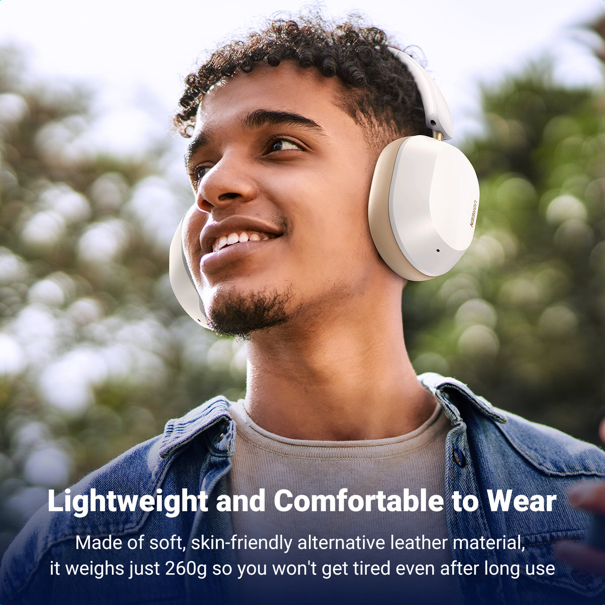 UGREEN HiTune Max5c Hybrid Active Noise-Cancelling Headphones - White view 3 - Office R Us