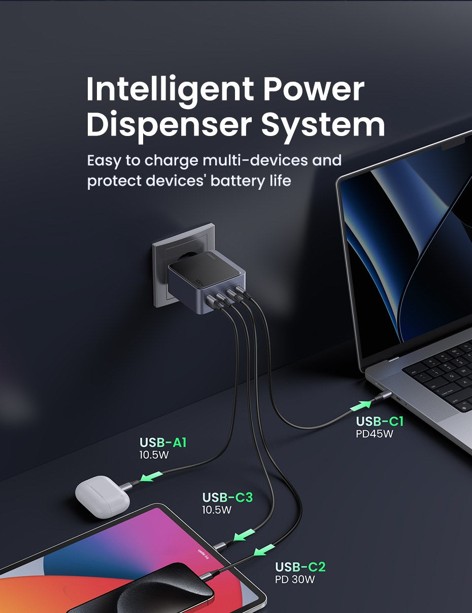 UGREEN Nexode S 100W 4-Port GaN Fast Charger UK - View 3 - Office R Us