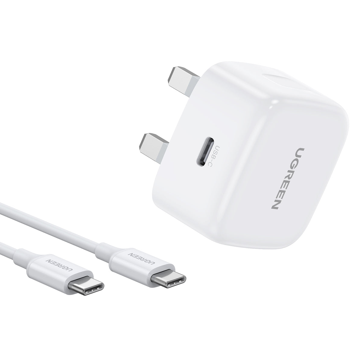 UGREEN 20W PD Fast Charger UK (CD137) - White / Charger + 1 m USB-C cable - Office R Us