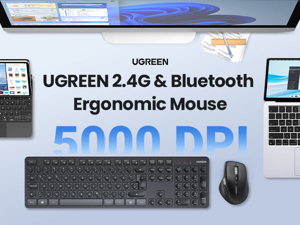 UGREEN Multi-mode Wireless Mouse (Black) - View 3 - Office R Us