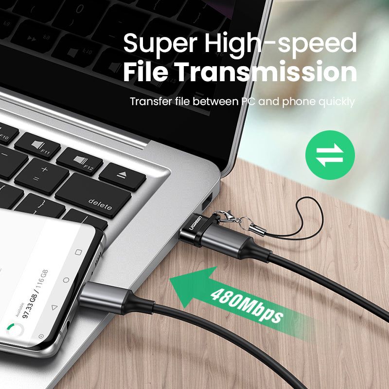 UGREEN USB A Male to USB-C Female Adapter (Black) - View 3 - Office R Us