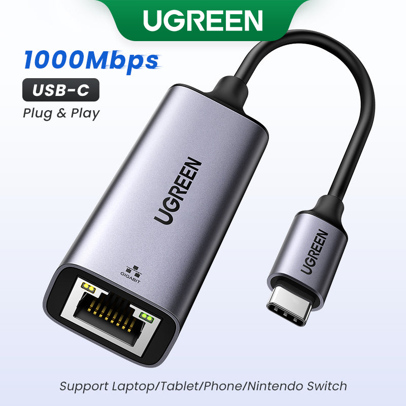 UGREEN USB Type C to 10/100/1000M Ethernet Adapter (Space Gray) - View 2 - Office R Us