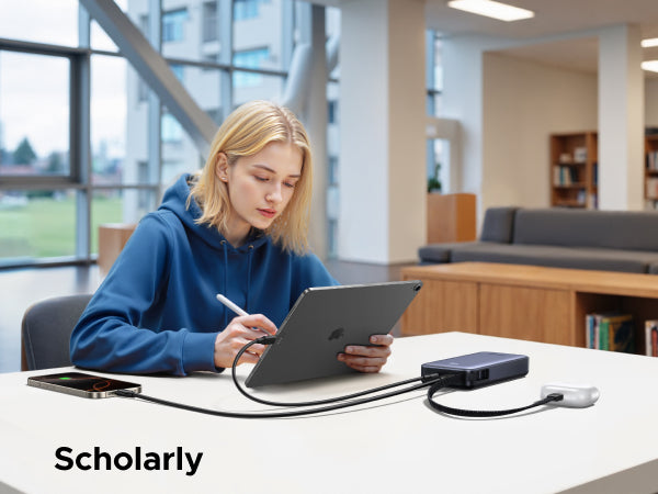 UGREEN 45W Power Bank with Built-in Cable (Gray) - View 2 - Office R Us