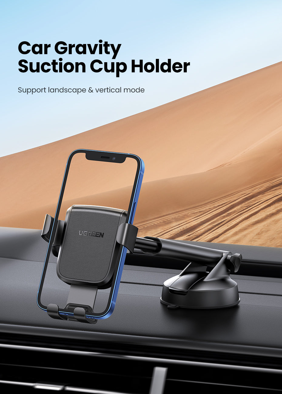 UGREEN Gravity Phone Holder with Suction Cup (Black) - View 2 - Office R Us