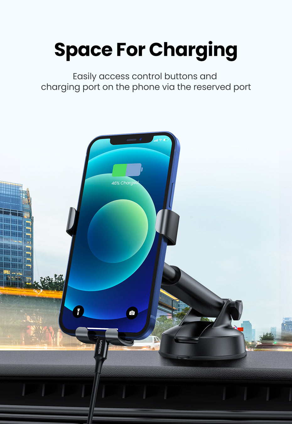 UGREEN Gravity Phone Holder with Suction Cup (Black) - View 6 - Office R Us