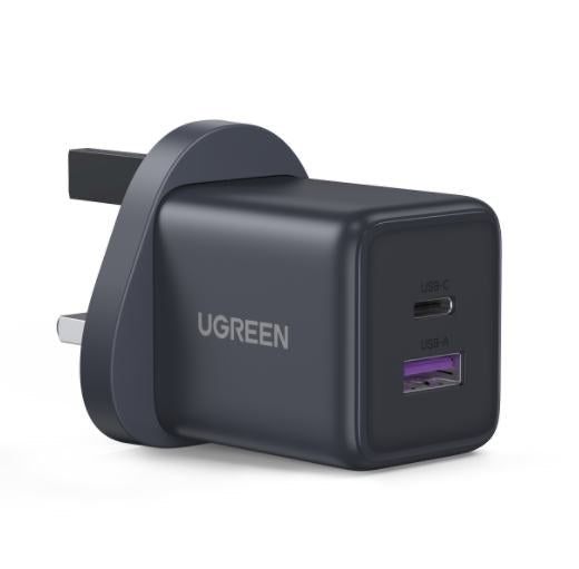 UGREEN 30W 2-Port GaN Fast Charger Space Gray UK - View 2 - Office R Us