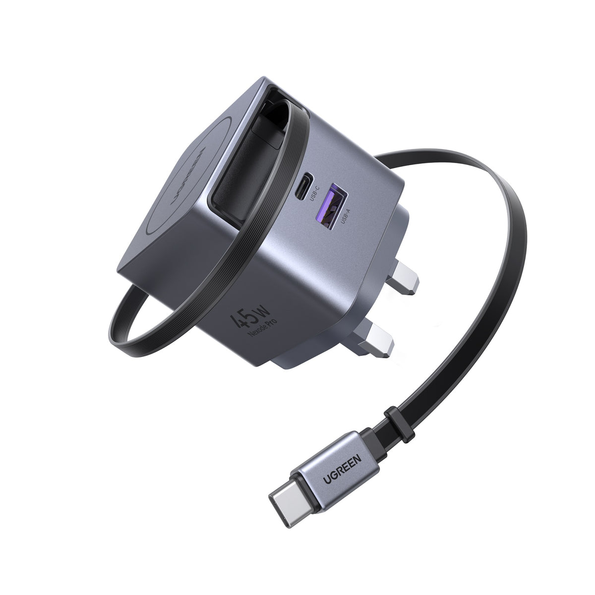 UGREEN 45W GaN Fast Charger with Retractable Cable - Office R Us Lagos