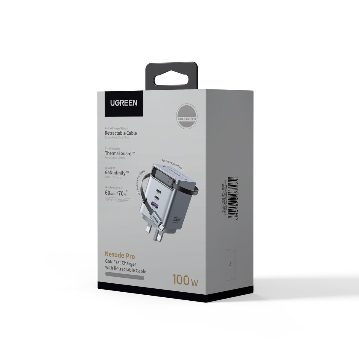 UGREEN 100W GaN Fast Charger with Retractable Cable - View 2 - Office R Us