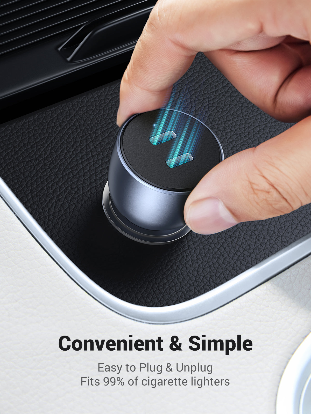 UGREEN Dual USB-C PD Fast Car Charger - View 2 - Office R Us
