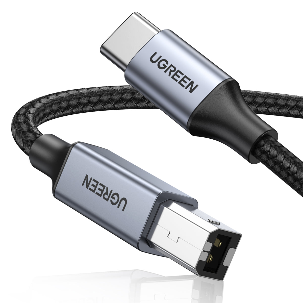 UGREEN USB-C Male to USB-B 2.0 Printer Cable Aluminium Case with Braid (2m, Black) - Office R Us Lagos