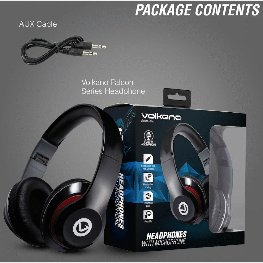 Volkano Falcon Headphones with Microphone (Black, VB-VF401-B) - View 6 - Office R Us