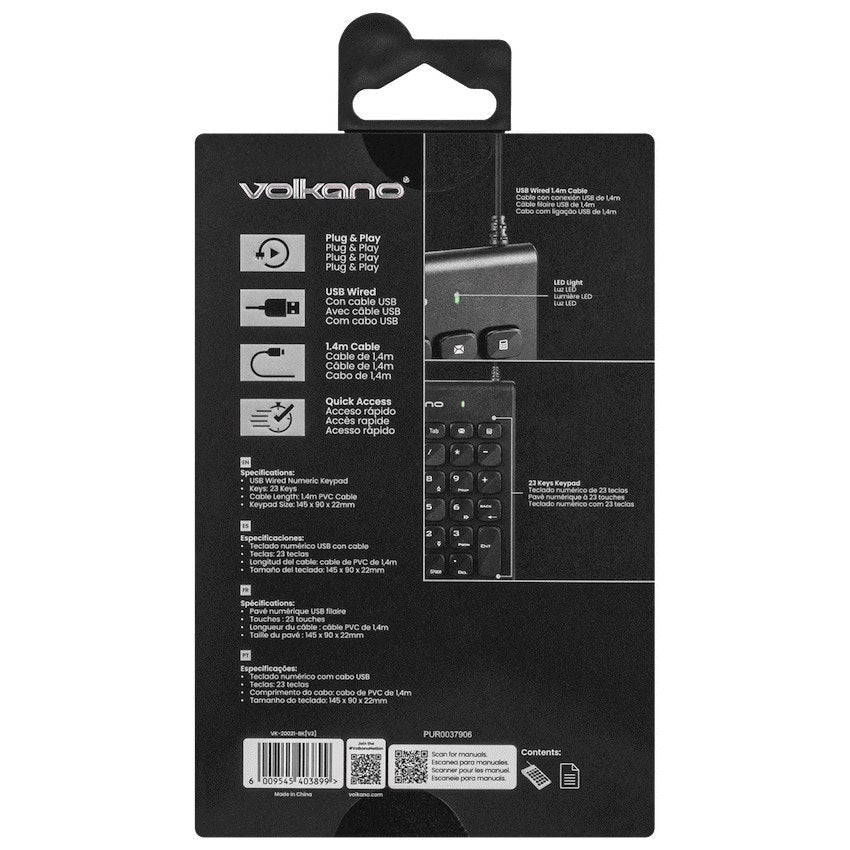 Volkano Numeric Series USB Numeric Keypad (Black, VK-20021-BK) - View 4 - Office R Us