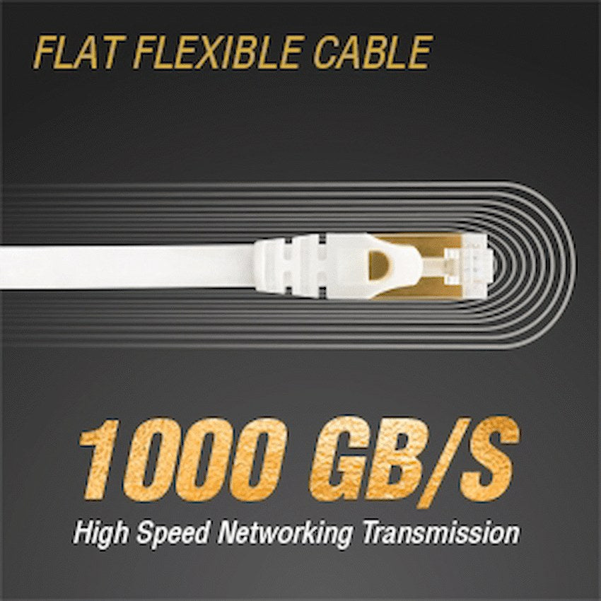 VolkanoX Giga Series Cat7 Ethernet Cable (White, Gold Tips) - 5 m - View 1 - Office R Us
