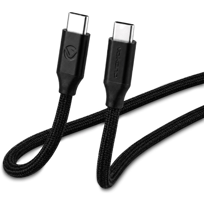 Volkano Weave Series 60W USB-C to USB-C Cable - 3 m / Black - Front - Office R Us