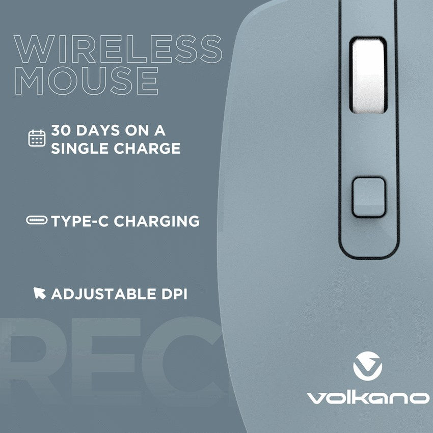 Volkano Granite Series Rechargeable Wireless Mouse - Blue - View 14 - Office R Us