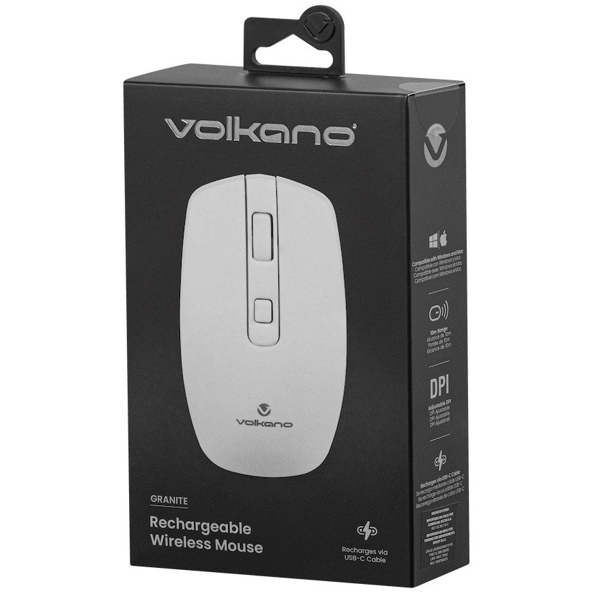Volkano Granite Series Rechargeable Wireless Mouse - White - View 9 - Office R Us