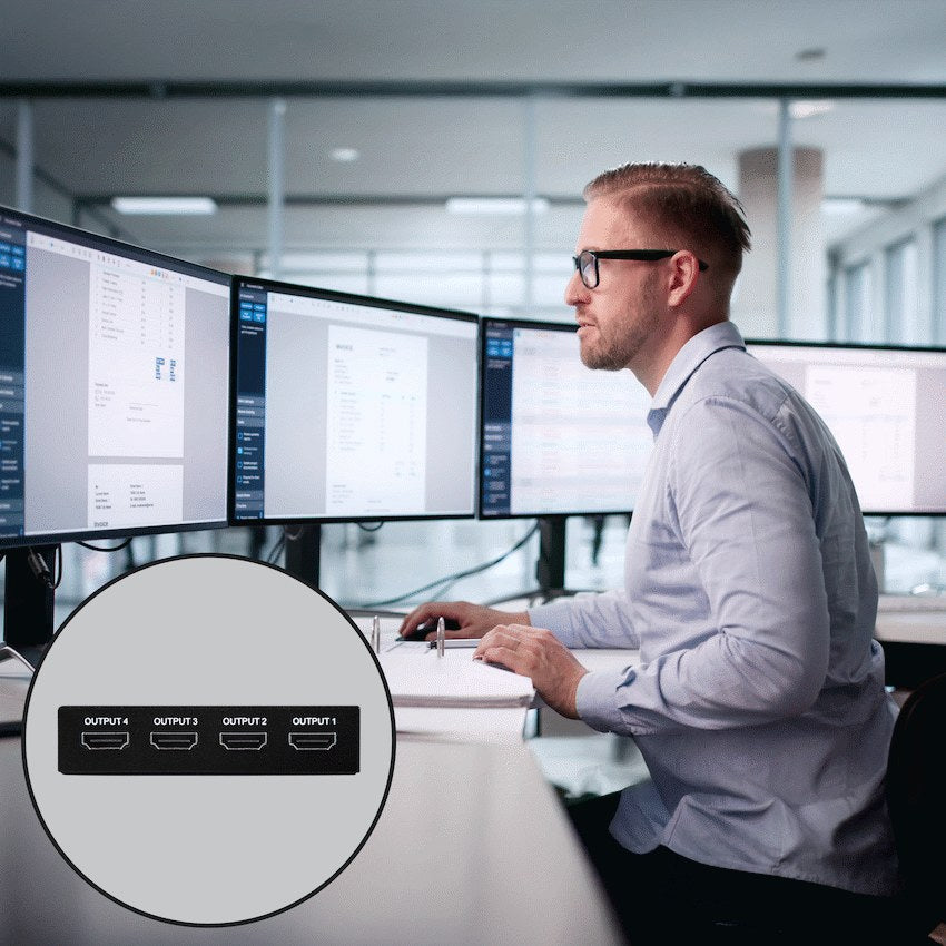 VolkanoX Define Series 4-Way HDMI Splitter (VK-20212-BK) - View 2 - Office R Us