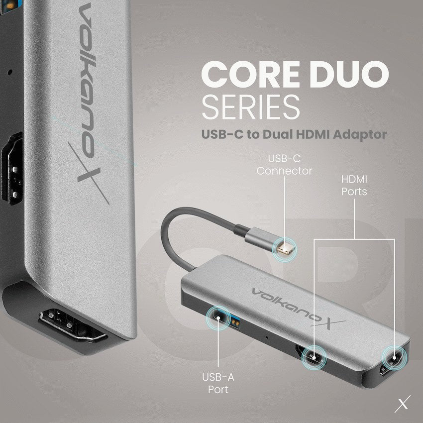 VolkanoX Core Duo HDMI USB-C to Dual HDMI Adapter (VK-20216-CH) - View 7 - Office R Us