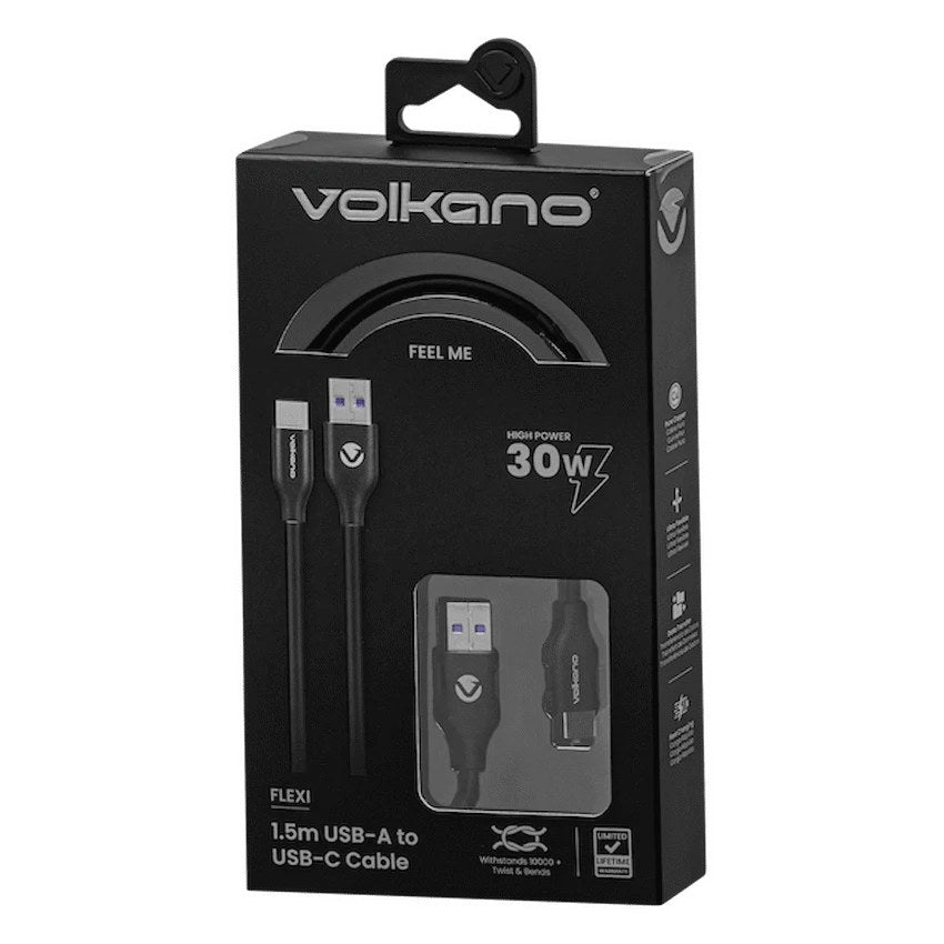Volkano Flexi Series 30W USB to Type-C Cable (1.5 m, Black, VK-20263-BK) - View 4 - Office R Us