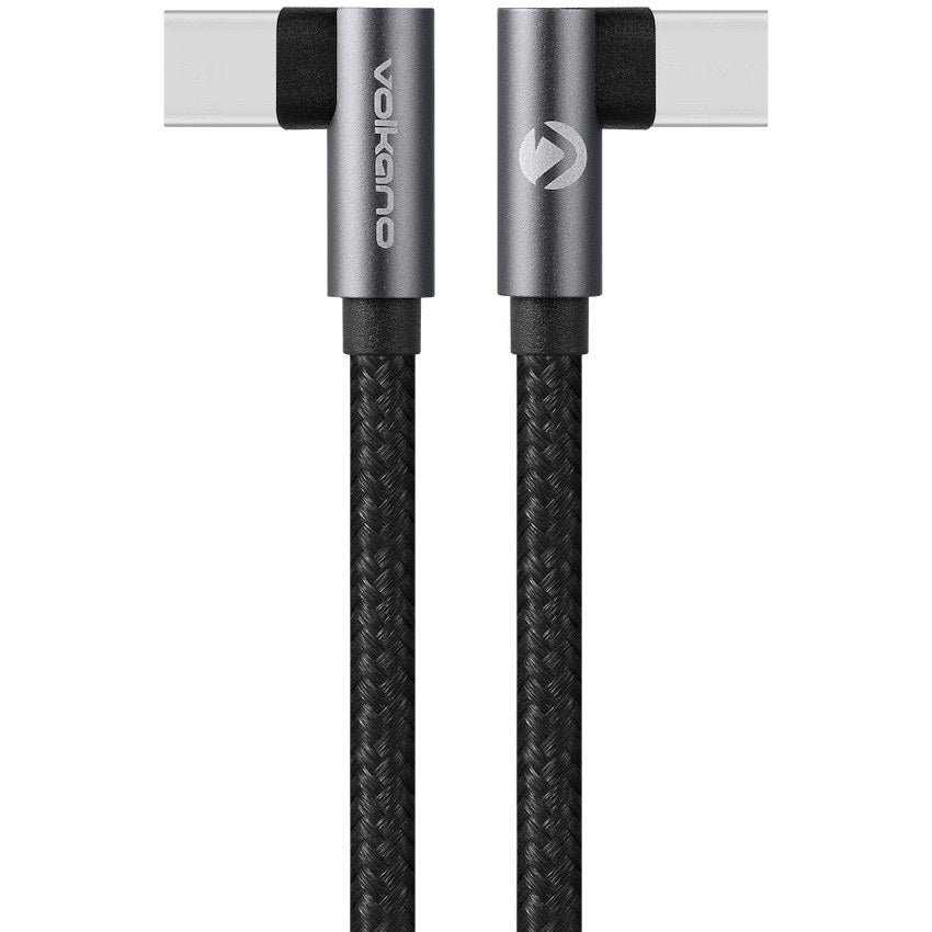 Volkano Weave Series 60W USB-C to USB-C Right Angle Cable (2 m, Black, VK-20293-BK) - View 1 - Office R Us