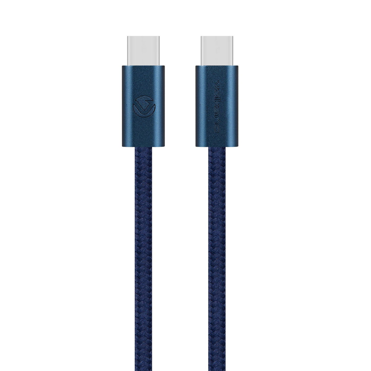 Volkano Weave Series 60W USB-C to USB-C Cable - 1.2 m / Blue - Front - Office R Us