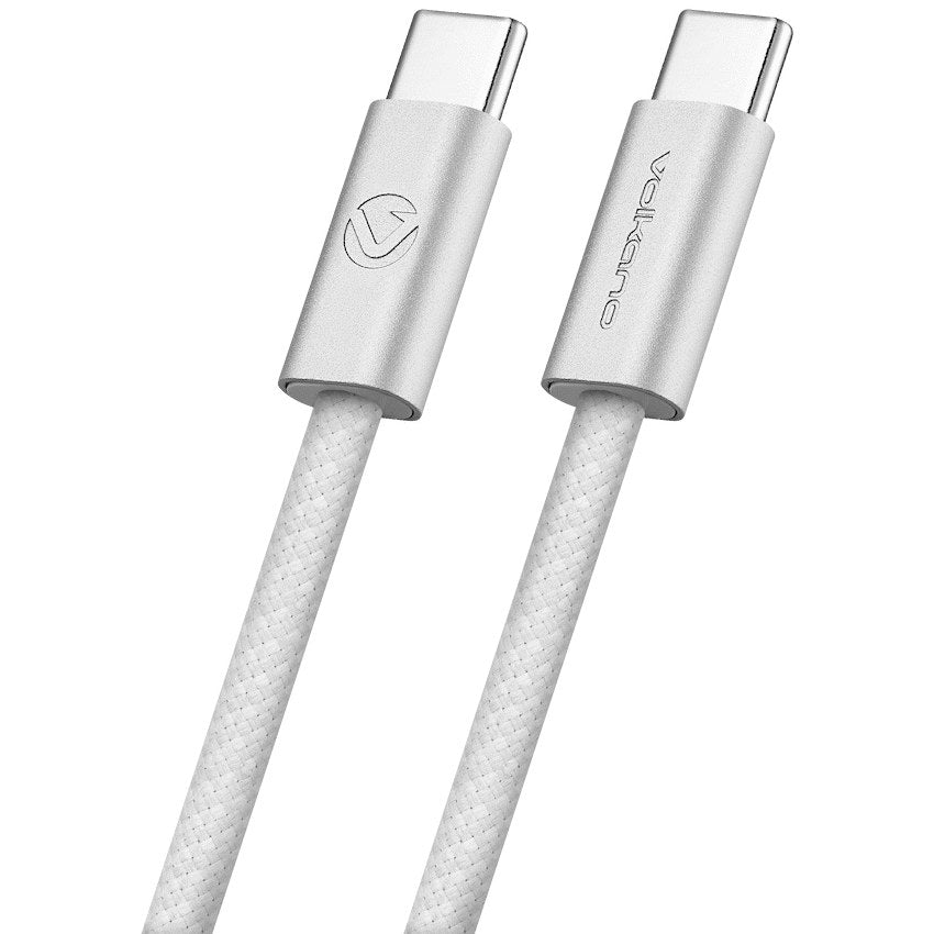 Volkano Weave Series 60W USB-C to USB-C Cable - 1.2 m / White - View 1 - Office R Us