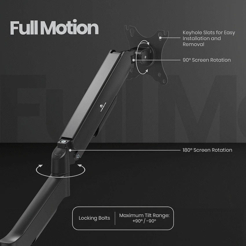 Volkano Steel Series Full Motion Single Monitor Desk Mount 17"-32" (VK-4038-BK) - View 6 - Office R Us
