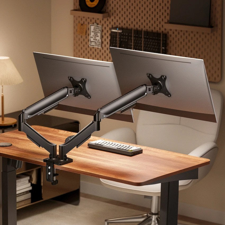 Volkano Steel Series Full Motion Dual Monitor Desk Mount 17"-32" (VK-4039-BK) - View 5 - Office R Us