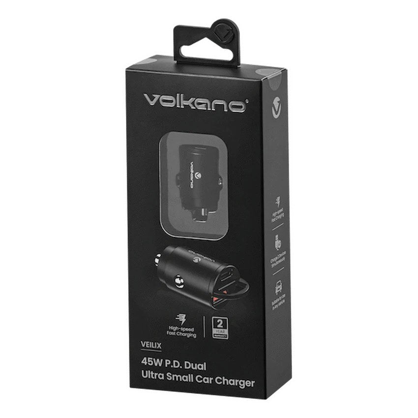 Volkano Veilix Series 45W PD Dual USB-A and USB-C Ultra Small Car Charger (Black, VK-8008-BK) - View 4 - Office R Us