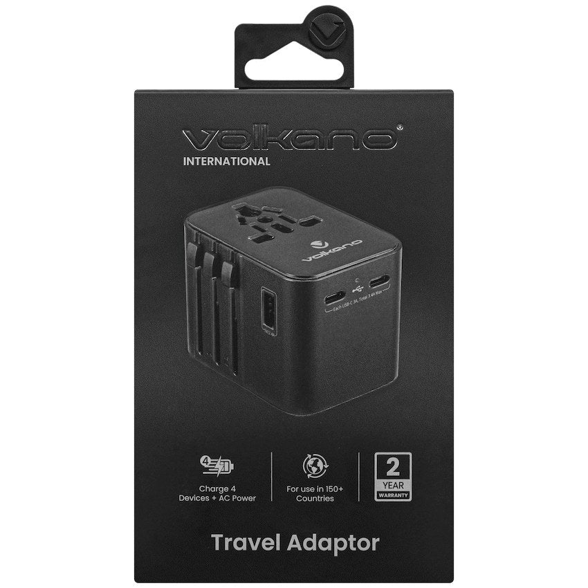 Volkano International Series Travel Adapter (VK-8016-BK) - View 3 - Office R Us