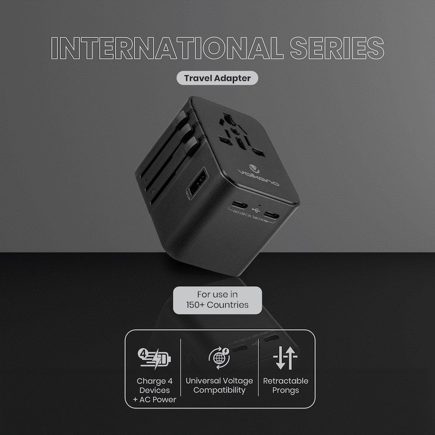 Volkano International Series Travel Adapter (VK-8016-BK) - View 7 - Office R Us