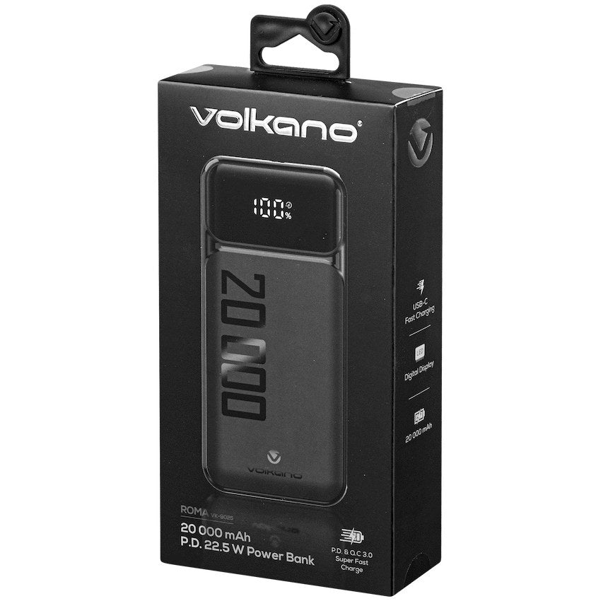 Volkano Roma Series 20000mAh PD 22.5W Power Bank (VK-9025-BK) - View 1 - Office R Us