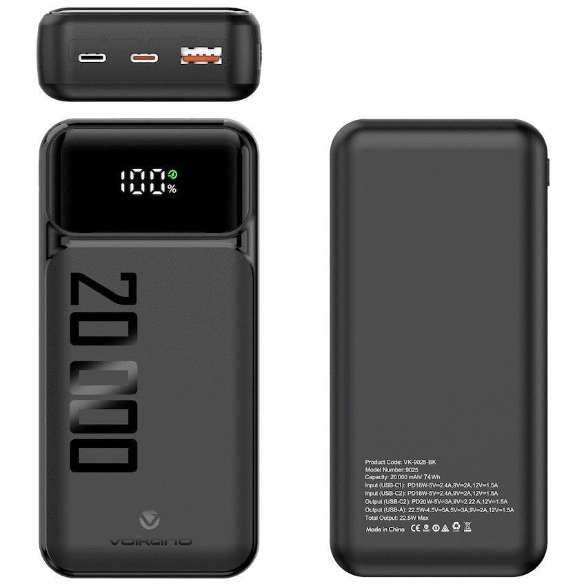 Volkano Roma Series 20000mAh PD 22.5W Power Bank (VK-9025-BK) - View 5 - Office R Us