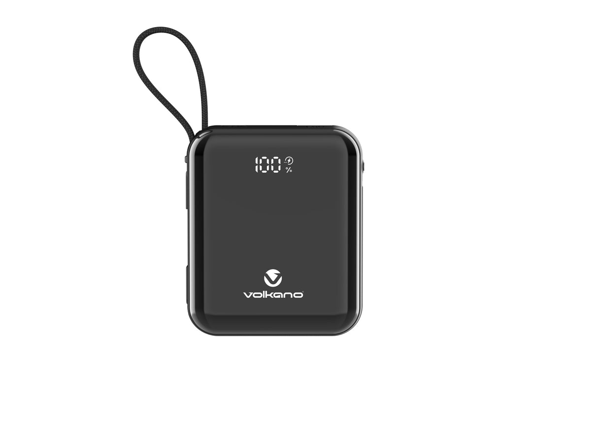 Volkano Solace Series 10000mAh Power Bank with Built-in USB-C & Lightning Cable - Black - View 4 - Office R Us