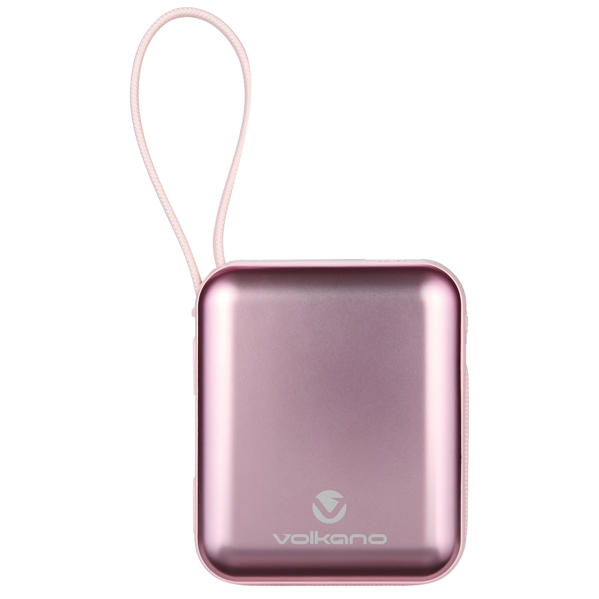Volkano Solace Series 10000mAh Power Bank with Built-in USB-C & Lightning Cable - Pink & Rose Gold - Front - Office R Us