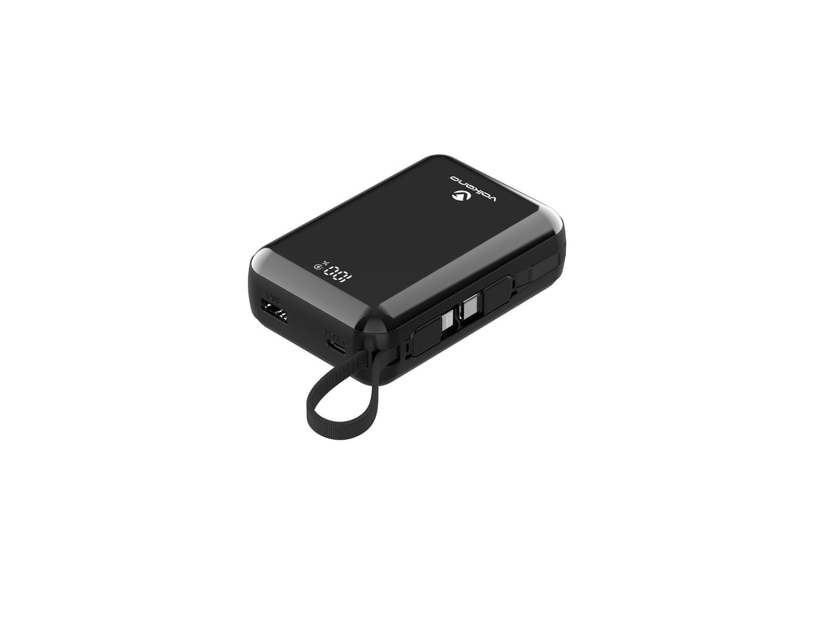 Volkano Solace Series 20000mAh Power Bank with Built-in USB-C & Lightning Cable (Black, VK-9040-BK) - View 2 - Office R Us