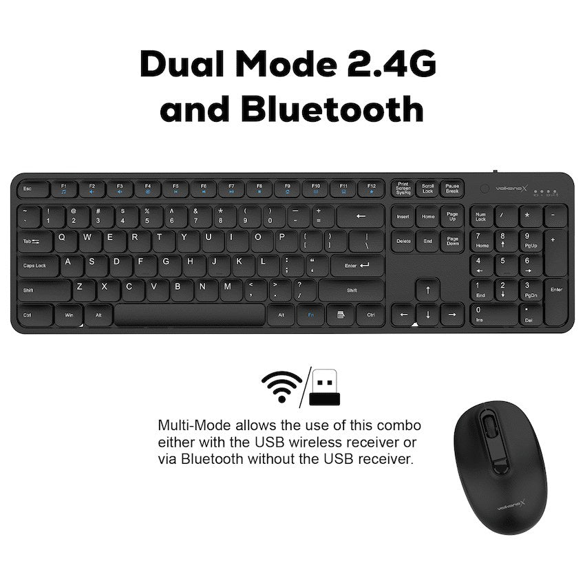 VolkanoX Garnet Bluetooth Wireless Keyboard and Mouse Combo (Black, VKX-20008-BK) - View 6 - Office R Us