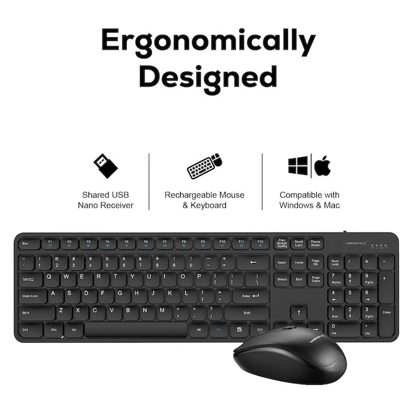 VolkanoX Garnet Bluetooth Wireless Keyboard and Mouse Combo (Black, VKX-20008-BK) - View 7 - Office R Us