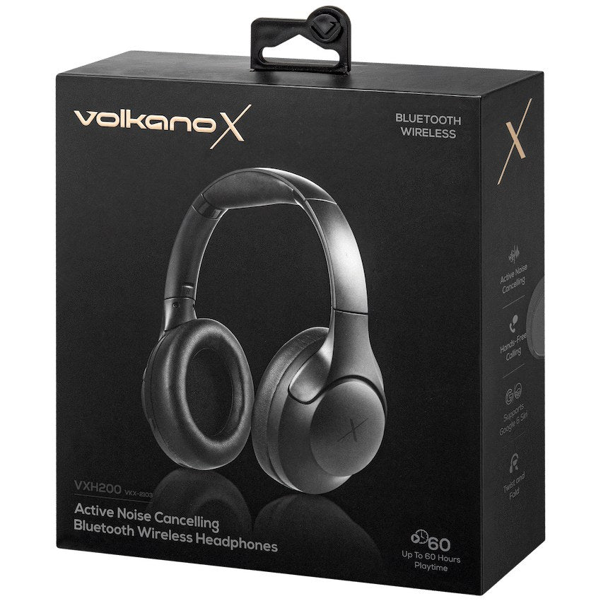VolkanoX VXH200 Bluetooth Headphones with ANC (Black, VKX-2103-BK) - View 1 - Office R Us