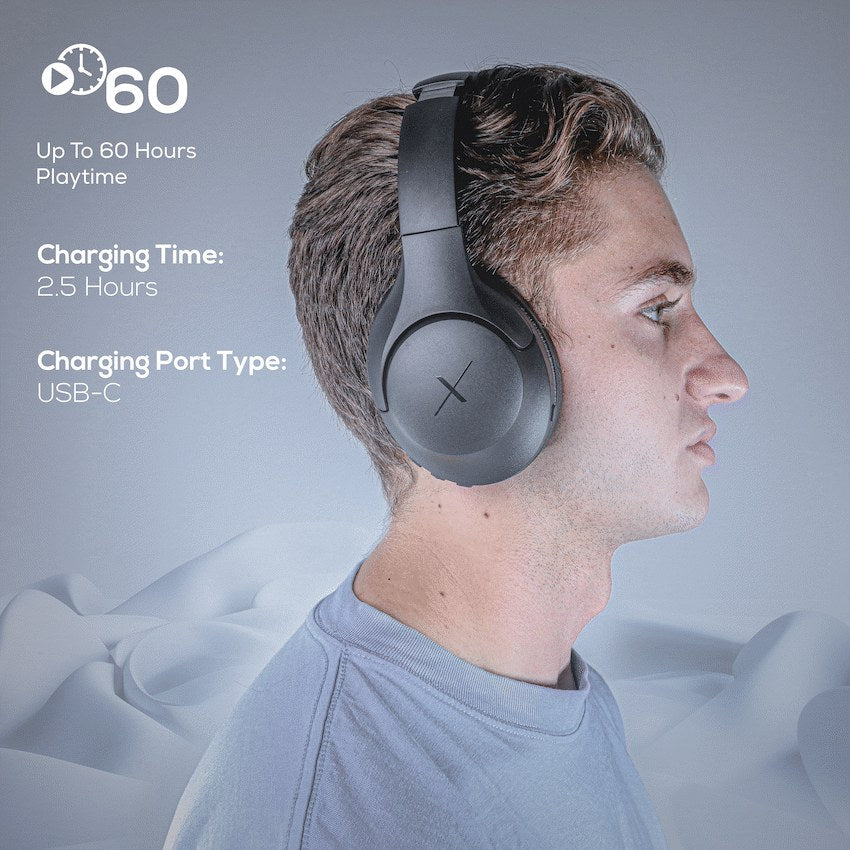 VolkanoX VXH200 Bluetooth Headphones with ANC (Black, VKX-2103-BK) - View 7 - Office R Us