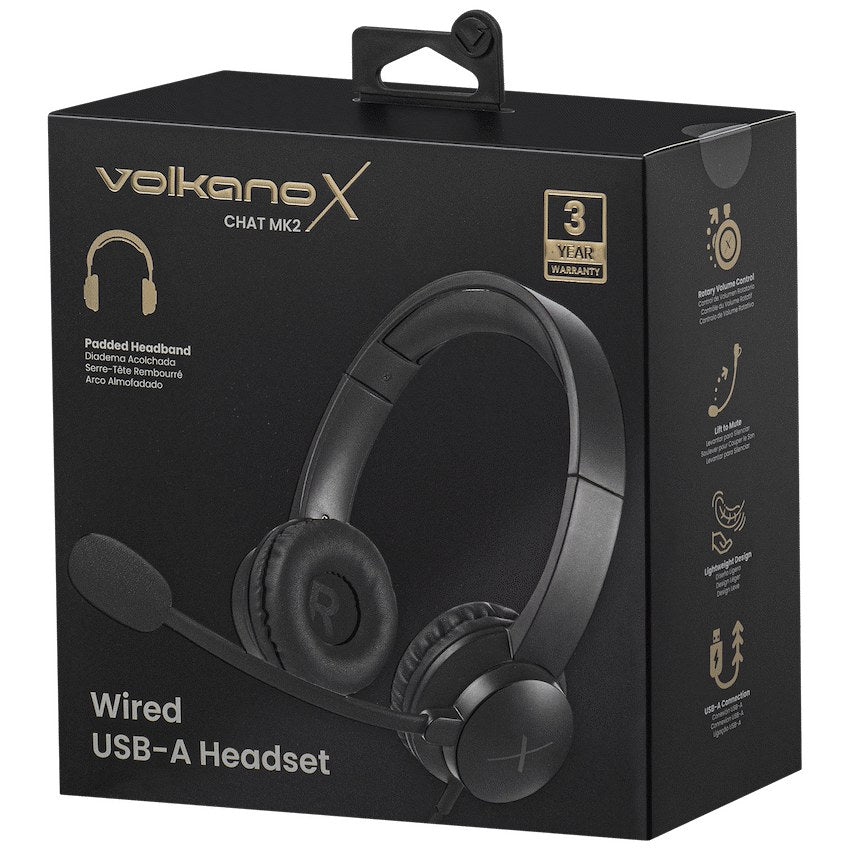 VolkanoX Chat Mk2 Series Wired USB Headset (Graphite, VKX-212-GT) - View 4 - Office R Us