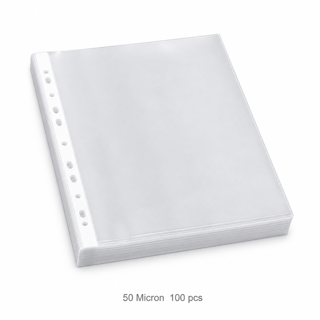 A4 Punched Sheet Protectors – 11 Holes — 50 Micron (100 pcs)